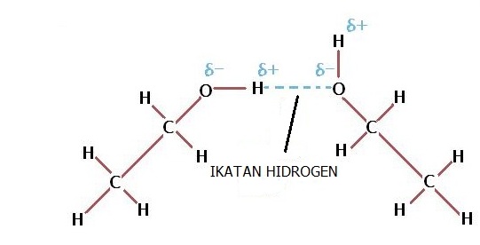 Ikatan Hidrogen pada Molekul C2H5OH (Etanol)