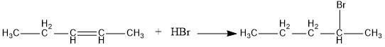 Reaksi 2-pentena + HBr