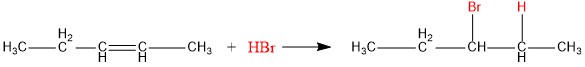 Reaksi Adisi 2-pentena oleh asam bromida (HBr)