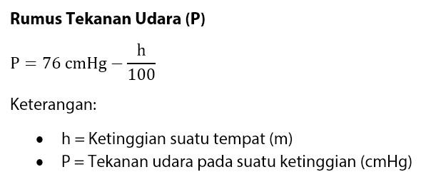 Rumus Tekanan Udara Jika Diketahui Ketinggian Suatu Tempat Materikimia