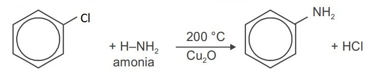 Reduksi Halogen benzena menghasilkan anilina