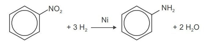 Reduksi Nitrobenzena menghasilkan anilina