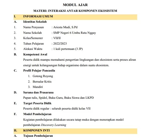 Modul Ajar Interaksi Makhluk Hidup Materikimia 3683