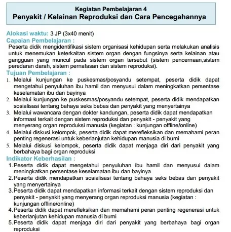 Modul Ajar Penyakit Pada Sistem Reproduksi Manusia Kelas 9